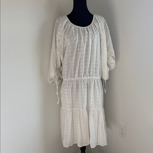 Boohoo Cream Eyelet Midi Dress